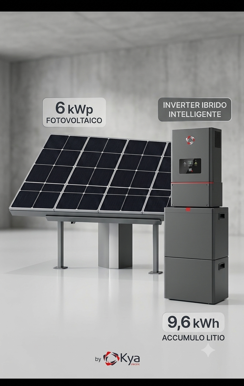 Impianto Fotovoltaico KYA Electric da 6 kW con Accumulo 9,6 kWh – Soluzione Chiavi in Mano nel Lazio