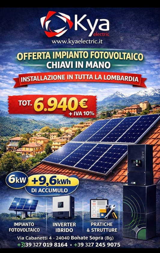 Impianto Fotovoltaico 6 kW con Accumulo 9,6 kWh – Soluzione Chiavi in Mano in Lombardia